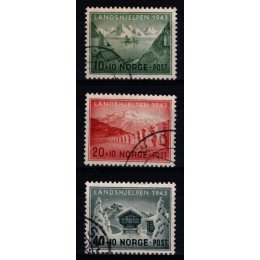 1943 - Norge - AFA 298-300 - Frimærke - Stemplet.
